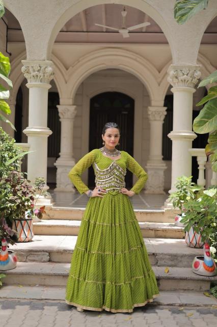 NAVRATRI KA 5047 Leheriya Green  Lehenga choli boutiques in Pune
